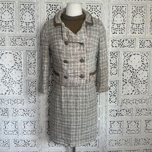 Vintage‎ Handmade Plaid Career Business Dress & Blazer Set Sz Small